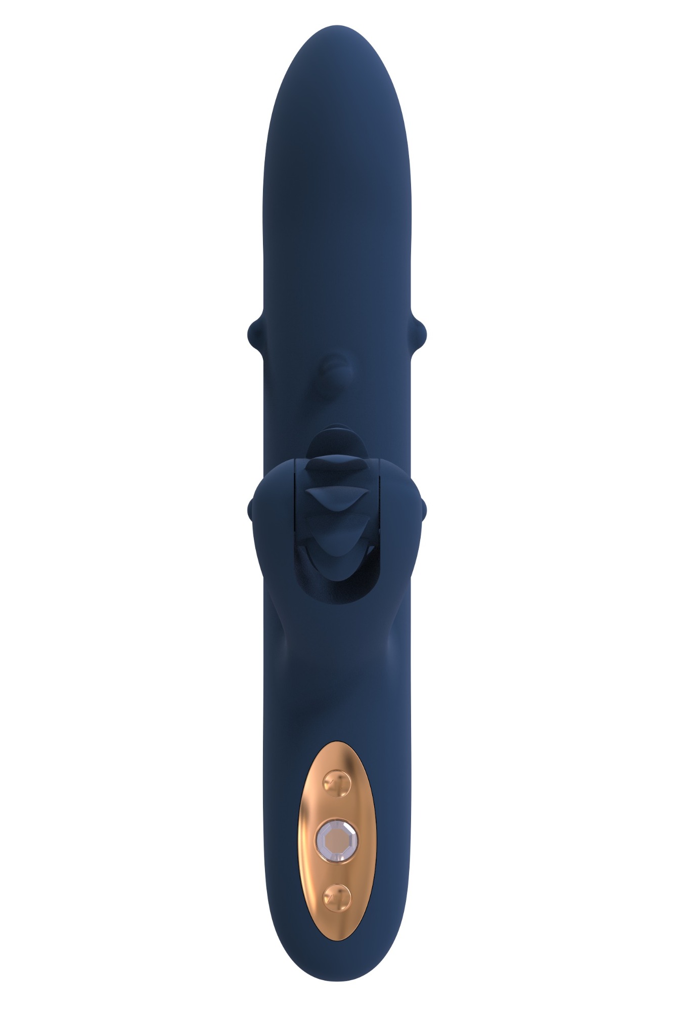 Vibrator Athena Goddess Collection, 10 Moduri Stimulatoare, Silicon, USB, Albastru Inchis, 23 cm