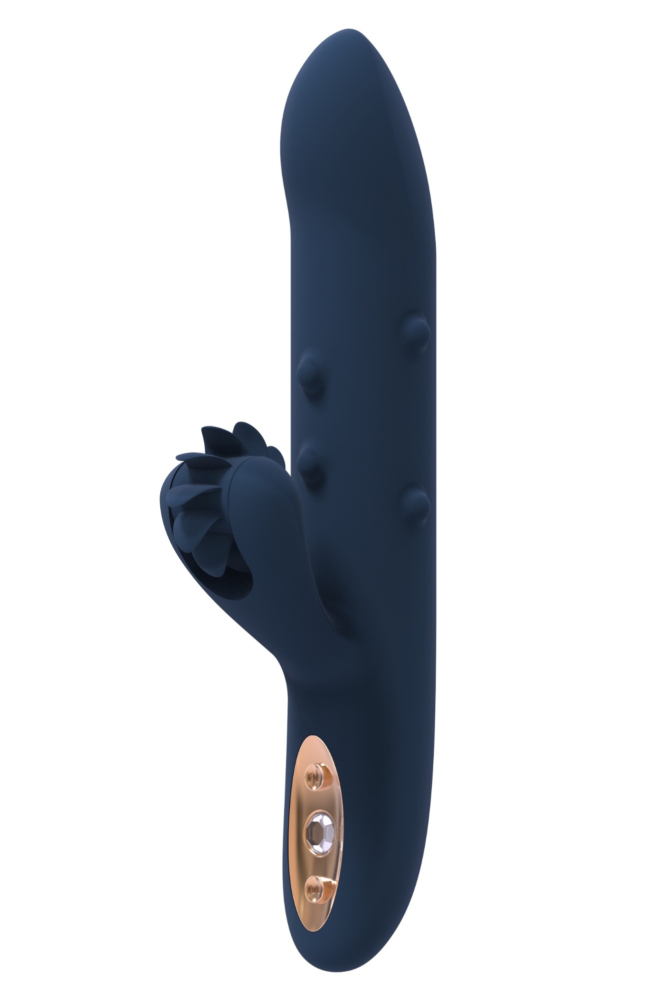 Vibrator Athena Goddess Collection, 10 Moduri Stimulatoare, Silicon, USB, Albastru Inchis, 23 cm
