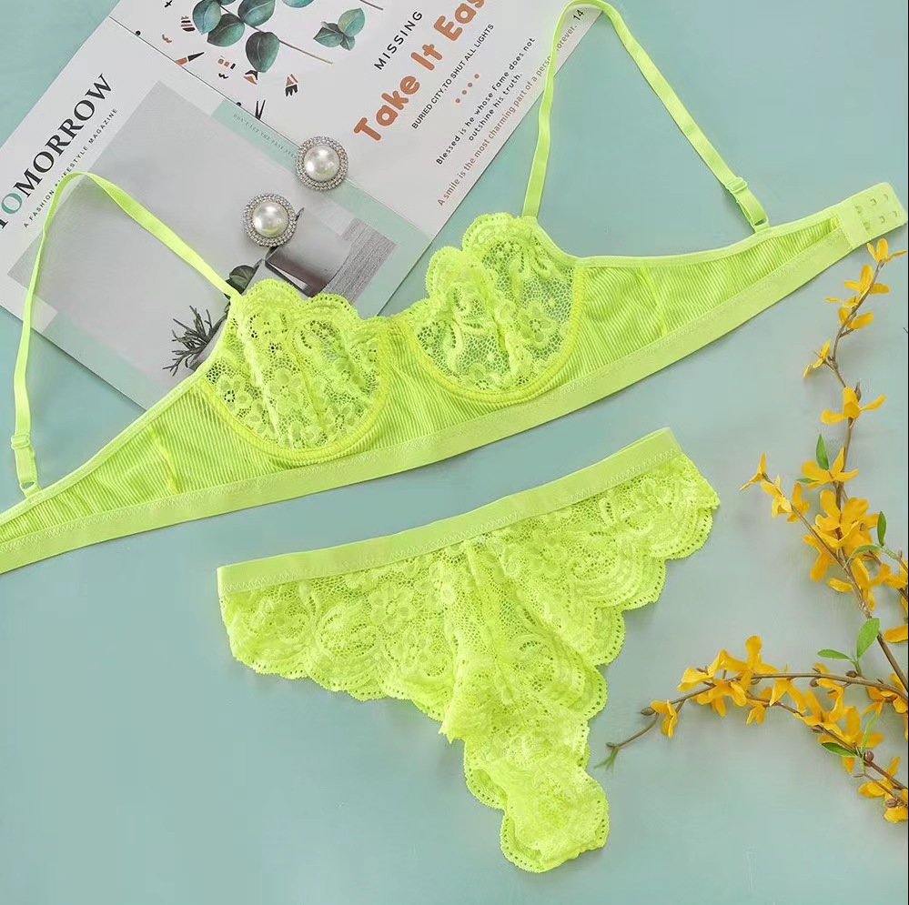 Set 2 Piese Lenjerie, Verde Neon, L, JGF Lingerie