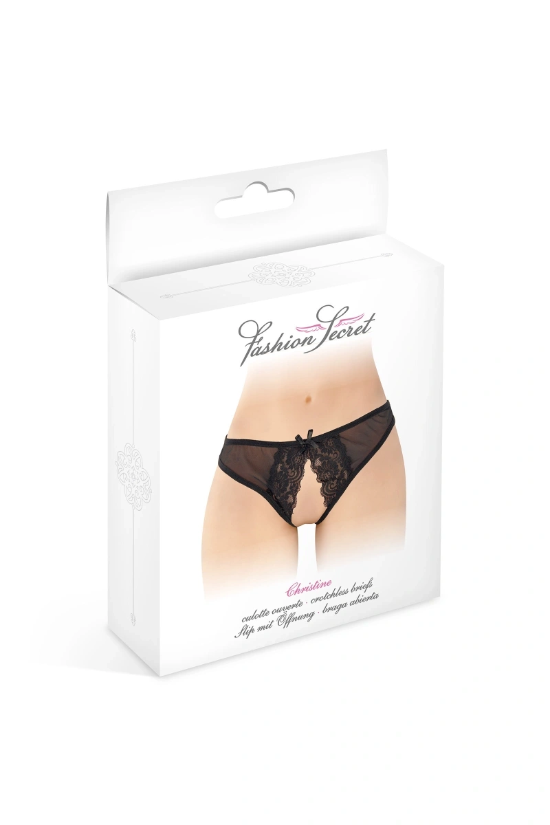 Bikini Crotchless Christine, Negru, S-L