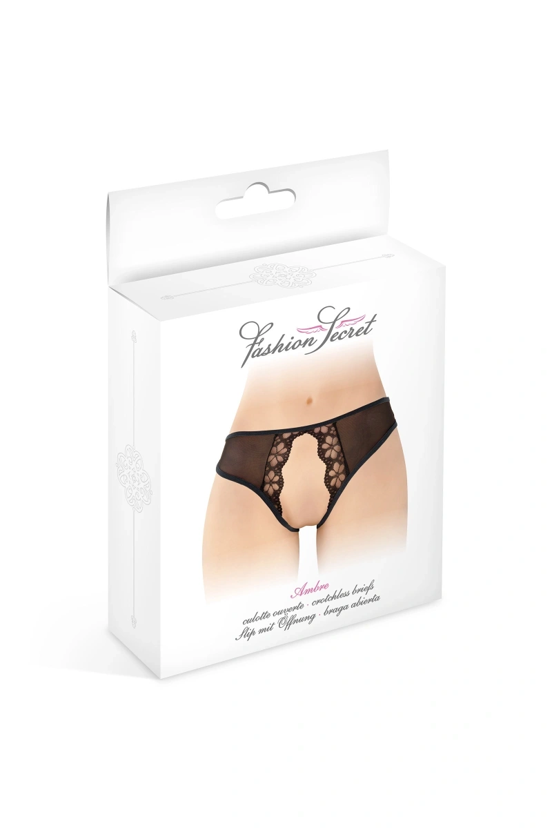 Bikini Crotchless Ambre, Negru, S-L