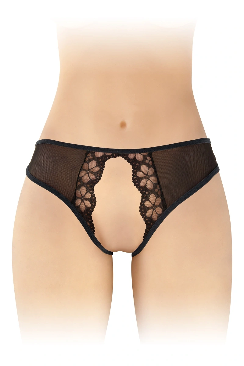 Bikini Crotchless Ambre, Negru, S-L