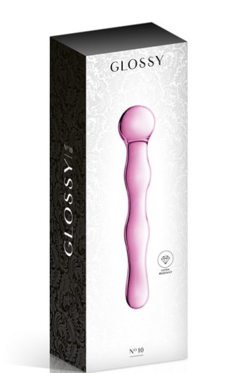 Dildo Glossy No 10, Sticla Ultra Rezistenta, Roz, 17 cm