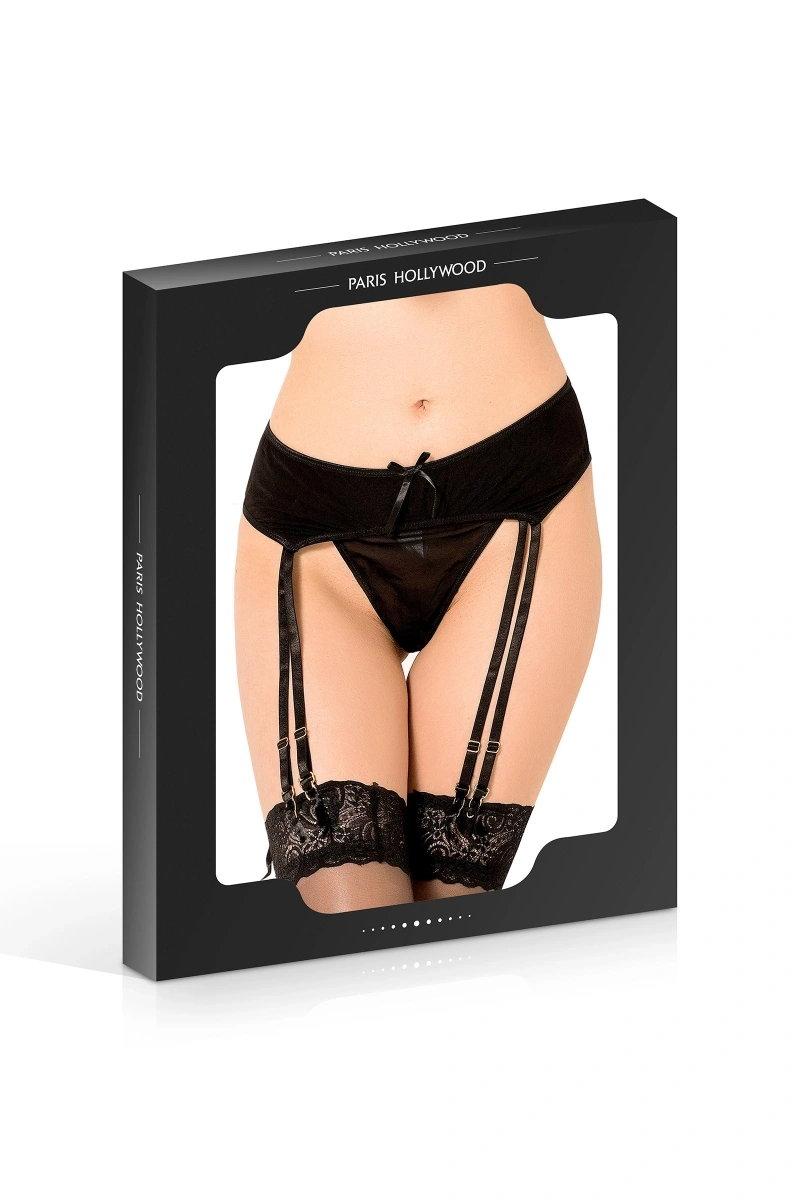 Portjartier si Bikini, Plasa Transparenta, 8 Jartiere, Negru, L/XL