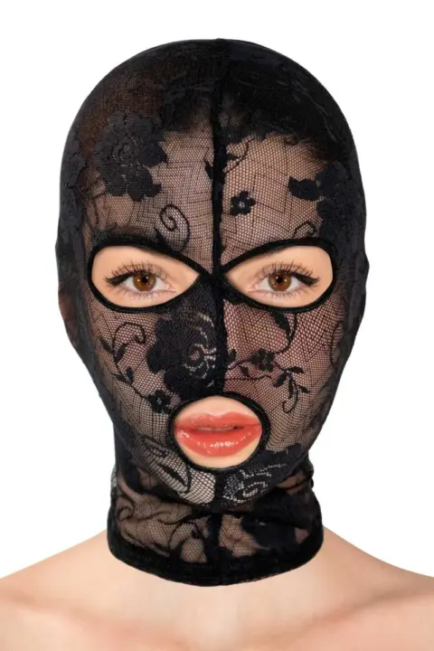 Masca Model Floral din Dantela, Negru