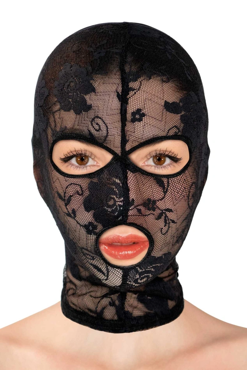 Masca Model Floral din Dantela, Negru