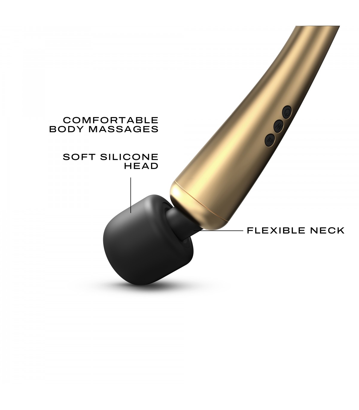 Vibrator Masaj Megawand, 20 Moduri Vibratii, 8 Viteze, Silicon, USB, Auriu/Negru, 29.5 cm