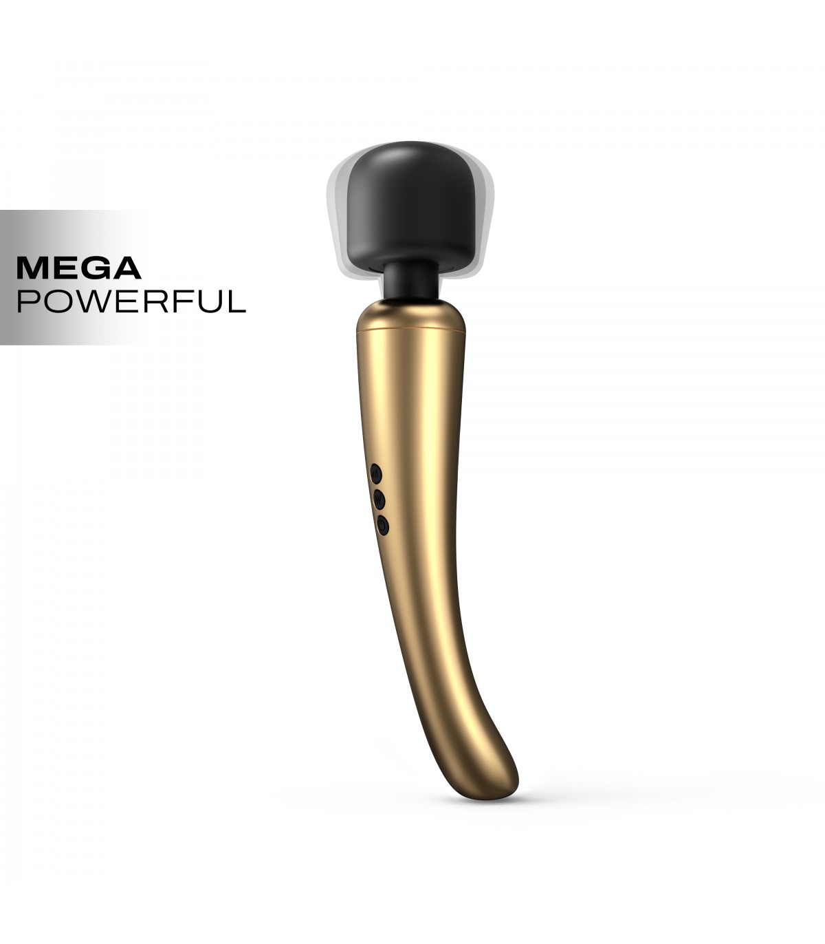 Vibrator Masaj Megawand, 20 Moduri Vibratii, 8 Viteze, Silicon, USB, Auriu/Negru, 29.5 cm