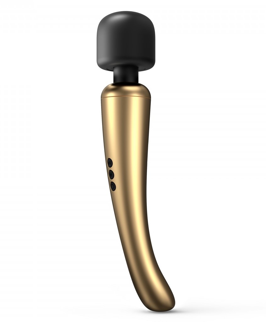 Vibrator Masaj Megawand, 20 Moduri Vibratii, 8 Viteze, Silicon, USB, Auriu/Negru, 29.5 cm