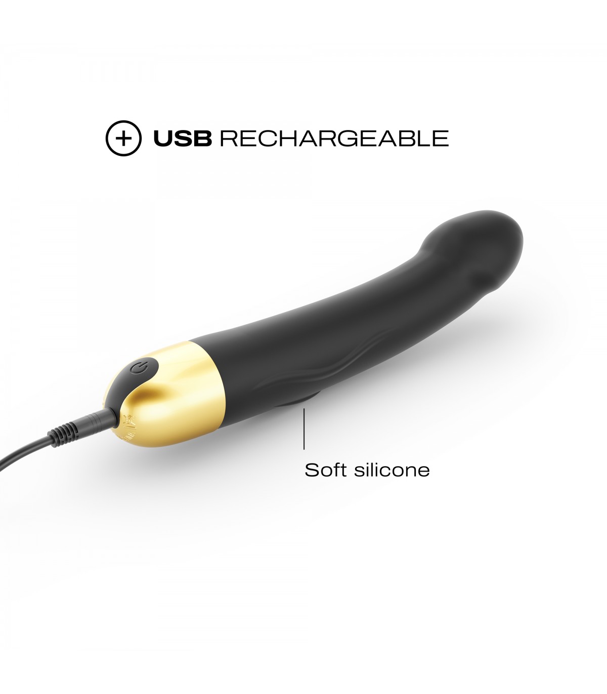 Vibrator Real Vibration M 2.0, 10 Moduri Vibratii, Silicon, USB, Negru/Auriu, 21.9 cm