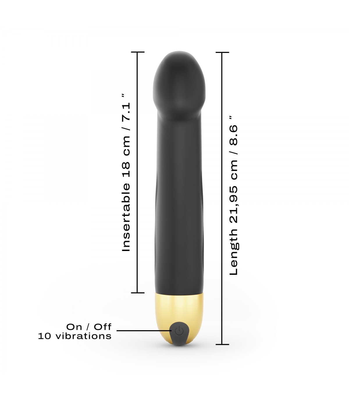 Vibrator Real Vibration M 2.0, 10 Moduri Vibratii, Silicon, USB, Negru/Auriu, 21.9 cm