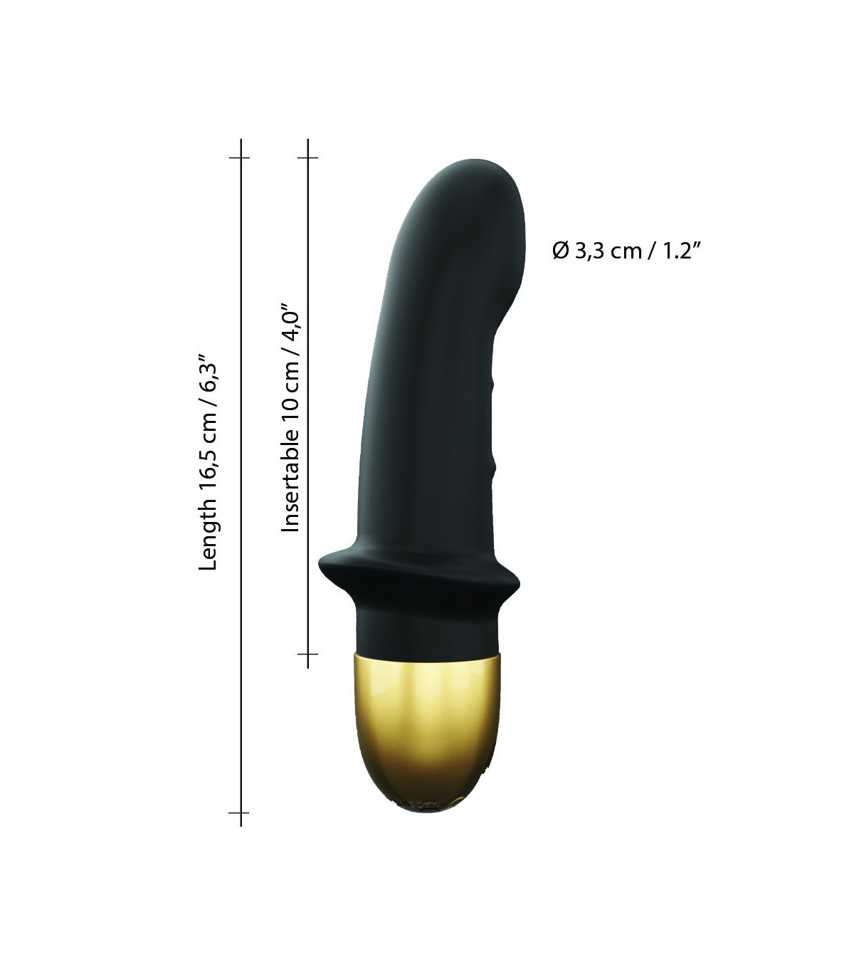 Vibrator Mini Lover 2.0, 10 Moduri Vibratii, Silicon, USB, Negru/Auriu, 16.5 cm