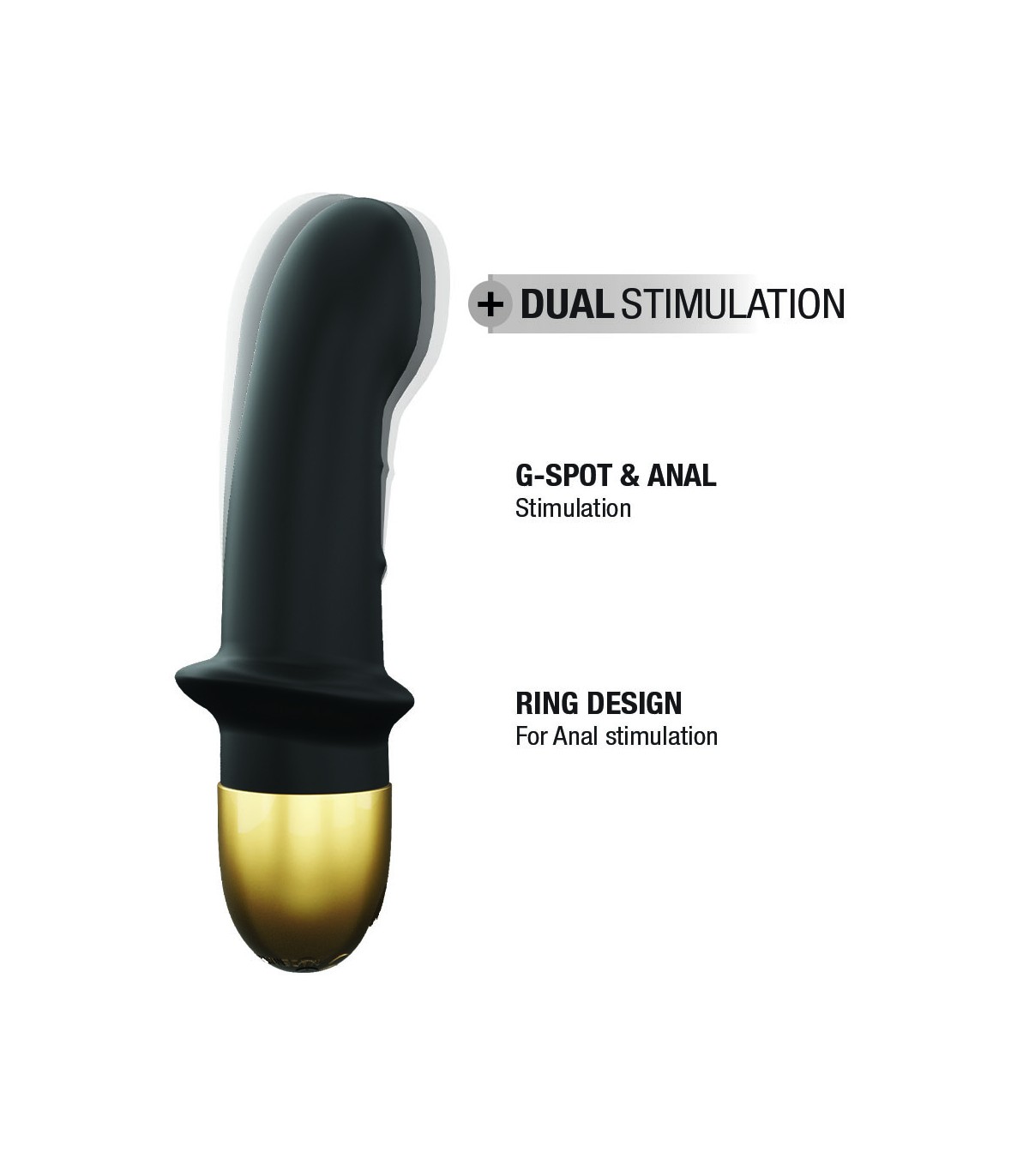 Vibrator Mini Lover 2.0, 10 Moduri Vibratii, Silicon, USB, Negru/Auriu, 16.5 cm