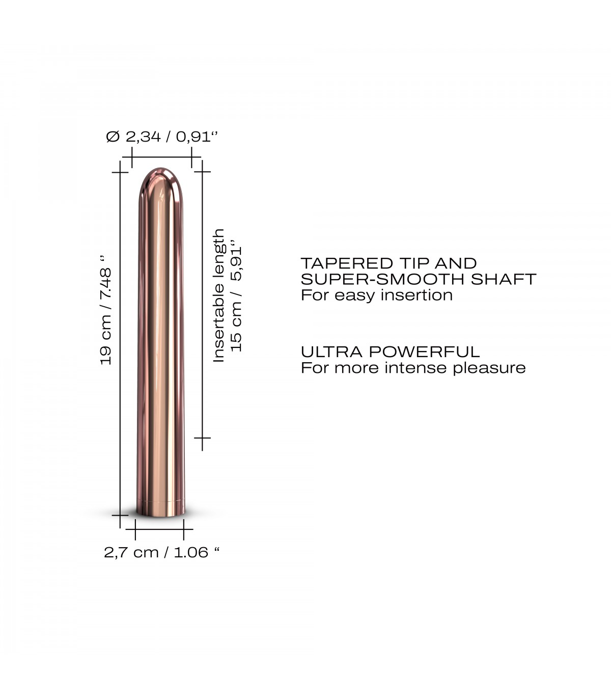 Vibrator Pink Lady 2.0, 10 Moduri Vibratii, ABS, USB, Rose Gold, 19 cm