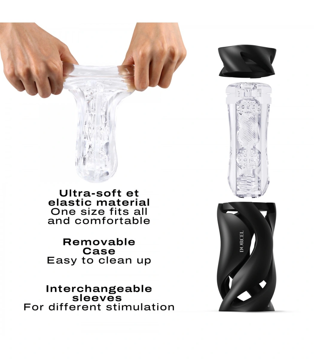 Masturbator Deep Blow, TPE, Negru, 20 cm