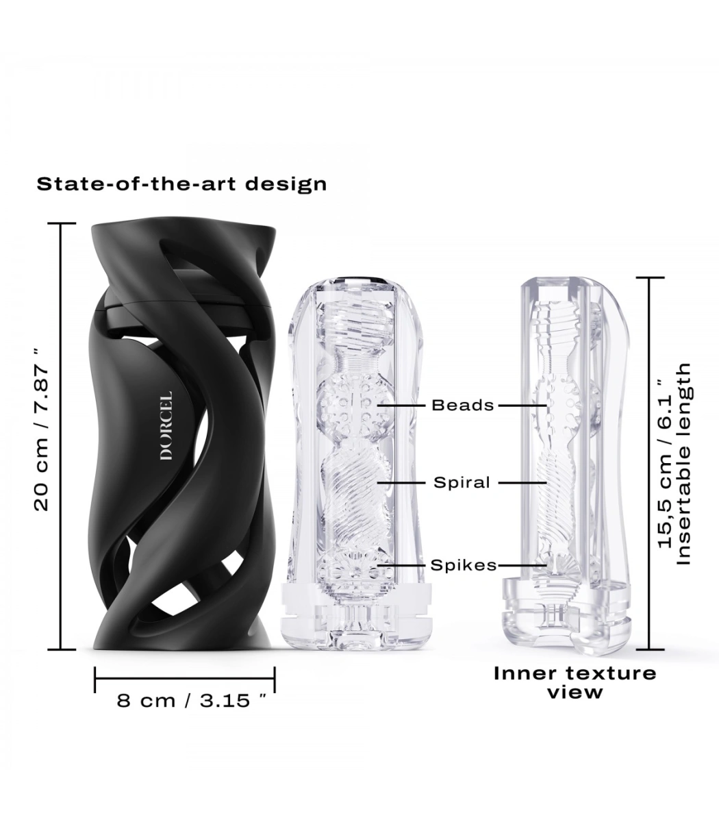 Masturbator Deep Blow, TPE, Negru, 20 cm