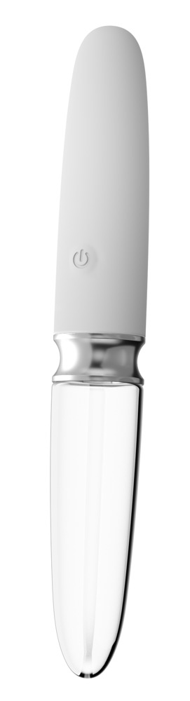 Vibrator Straight LED, 10 Moduri Vibratii, Silicon/Sticla, USB, Alb, 17.7 cm