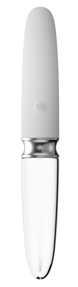 Vibrator Straight LED, 10 Moduri Vibratii, Silicon/Sticla, USB, Alb, 17.7 cm