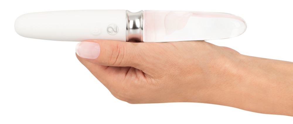 Vibrator Straight LED, 10 Moduri Vibratii, Silicon/Sticla, USB, Alb, 17.7 cm