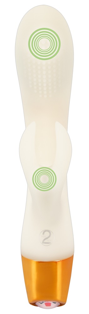 Vibrator Iepuras Glow in The Dark, 10 Moduri Vibratii, Silicon, USB, IPX 7, Alb, 19.5 cm