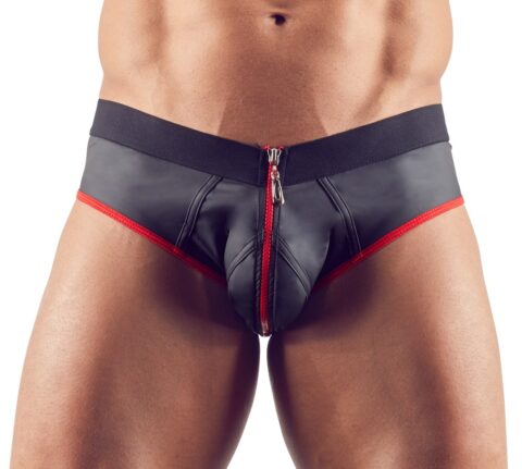 Bikini Jock cu Fermoar, Negru/Rosu, S