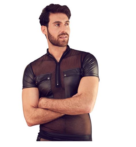 Tricou Barbatesc din Plasa si Wetlook, Negru, S