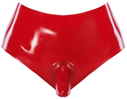 Bikini cu Dildo, Latex, Rosu, M