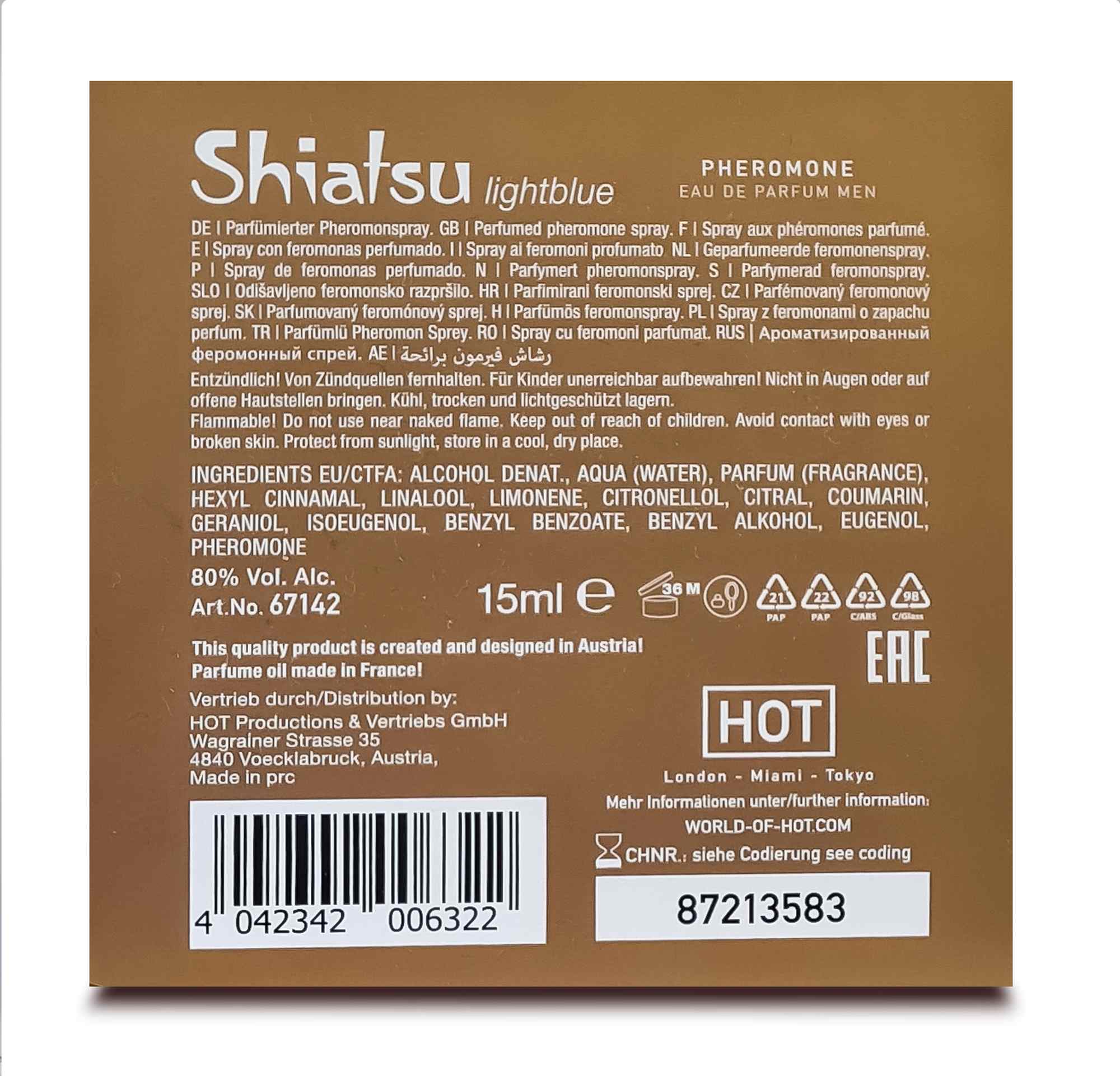 Parfum cu Feromoni pentru Barbati SHIATSU Light blue 15 ml