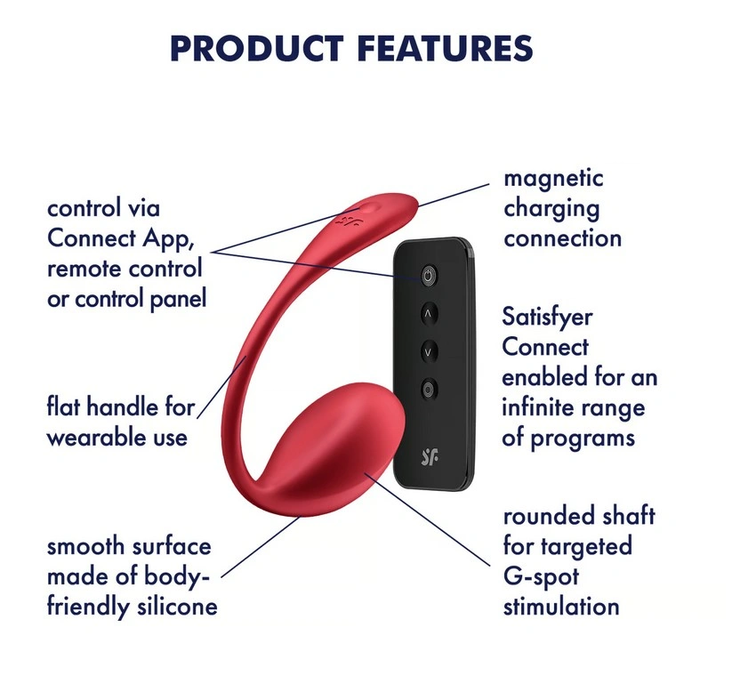 Ou Vibrator Shiny Petal Satisfyer Free App, Silicon, Rosu