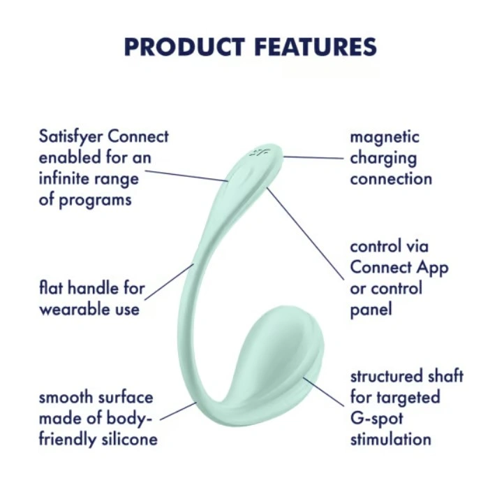 Ou Vibrator Smooth Petal Satisfyer Free App, Silicon, Verde, 23 cm