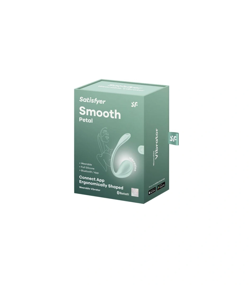 Ou Vibrator Smooth Petal Satisfyer Free App, Silicon, Verde, 23 cm