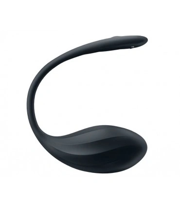Ou Vibrator Ribbed Petal Satisfyer Free App, Telecomanda Wireless, Silicon, Negru, 23 cm