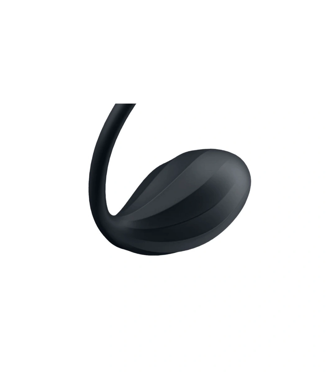 Ou Vibrator Ribbed Petal Satisfyer Free App, Telecomanda Wireless, Silicon, Negru, 23 cm