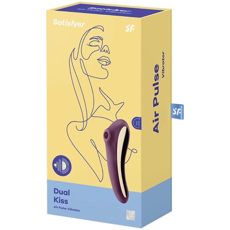 Stimulator Dual Kiss Air Pulse+Vibrator Silicon USB Red Wine