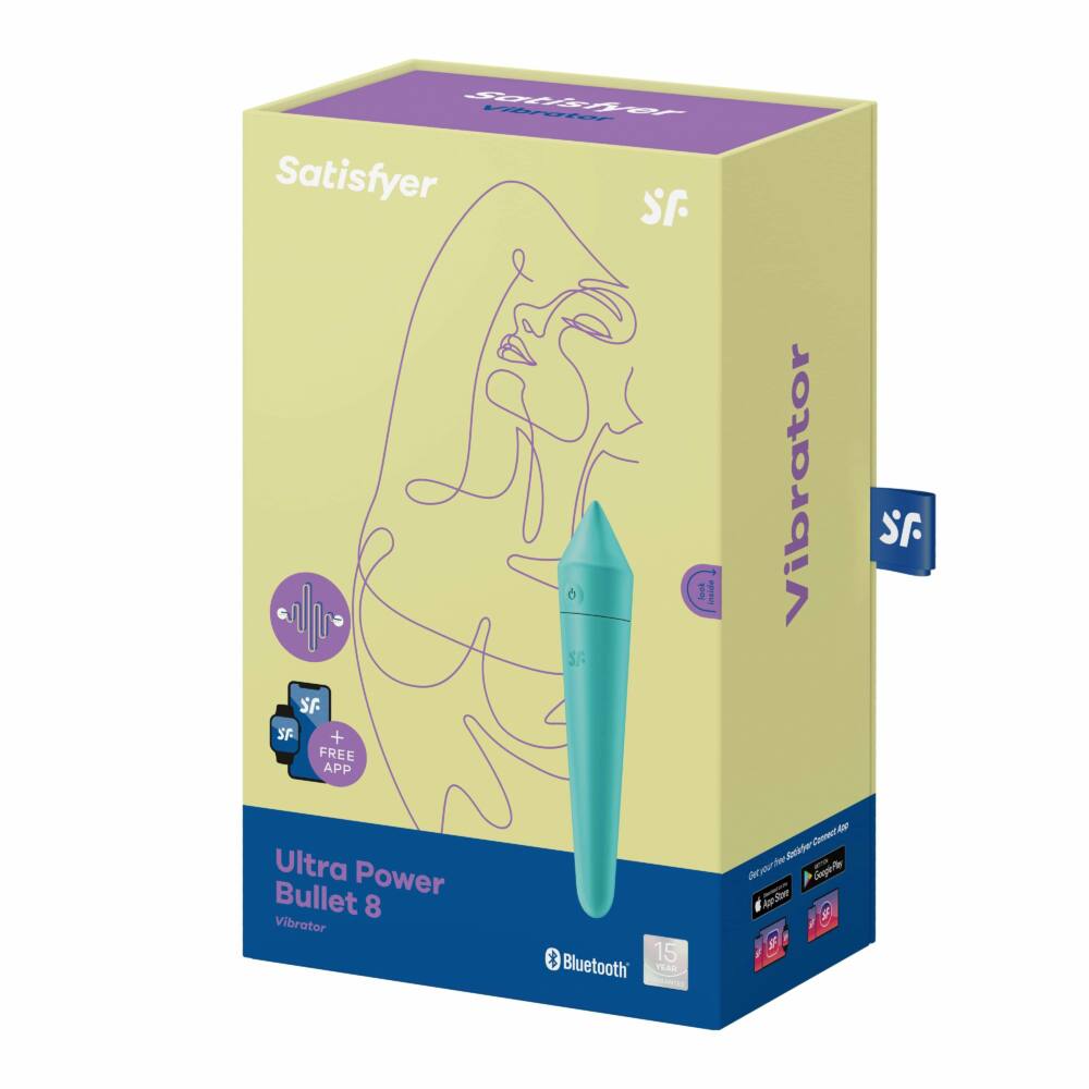 Vibrator Ultra Power Bullet 8 Silicon 12 Moduri Vibratii USB Turquoise Free App