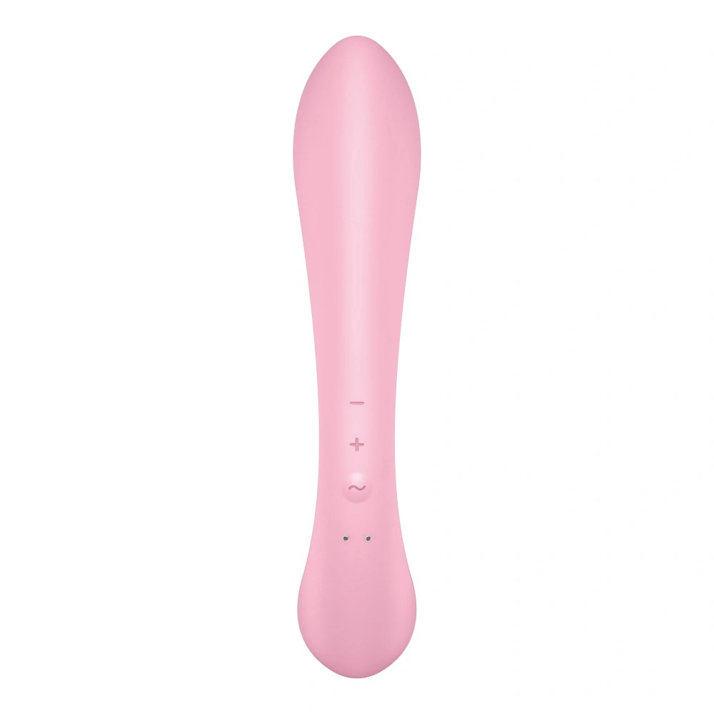 Vibrator Triple Oh 3 in 1, 12 Moduri Vibratii, Silicon, USB, Roz, 23.5 cm