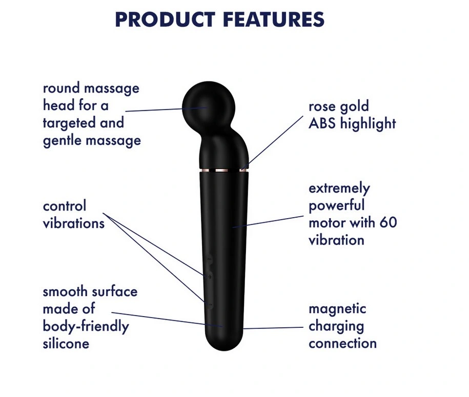 Vibrator Planet Wand-er, 60 Combinatii Stimulatoare, Silicon, USB, Negru