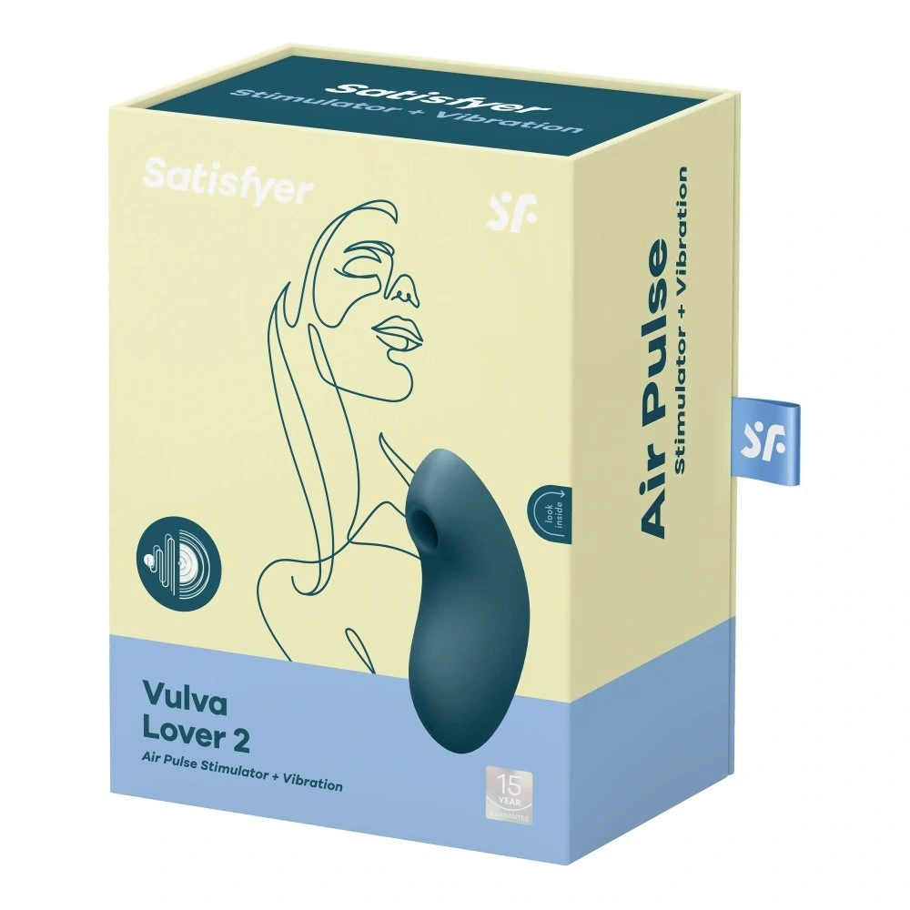 Stimulator Clitoris Vulva Lover 2 Air Pulse+Vibration USB Silicon Albastru