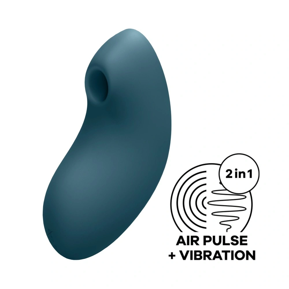 Stimulator Clitoris Vulva Lover 2 Air Pulse+Vibration USB Silicon Albastru
