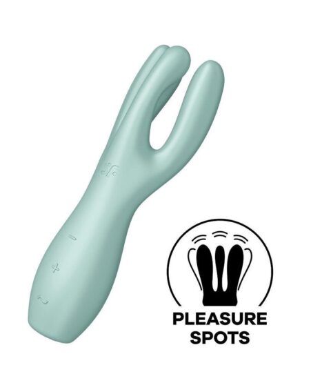 Vibrator Threesome 3 Satisfyer Silicon USB Verde 14 cm