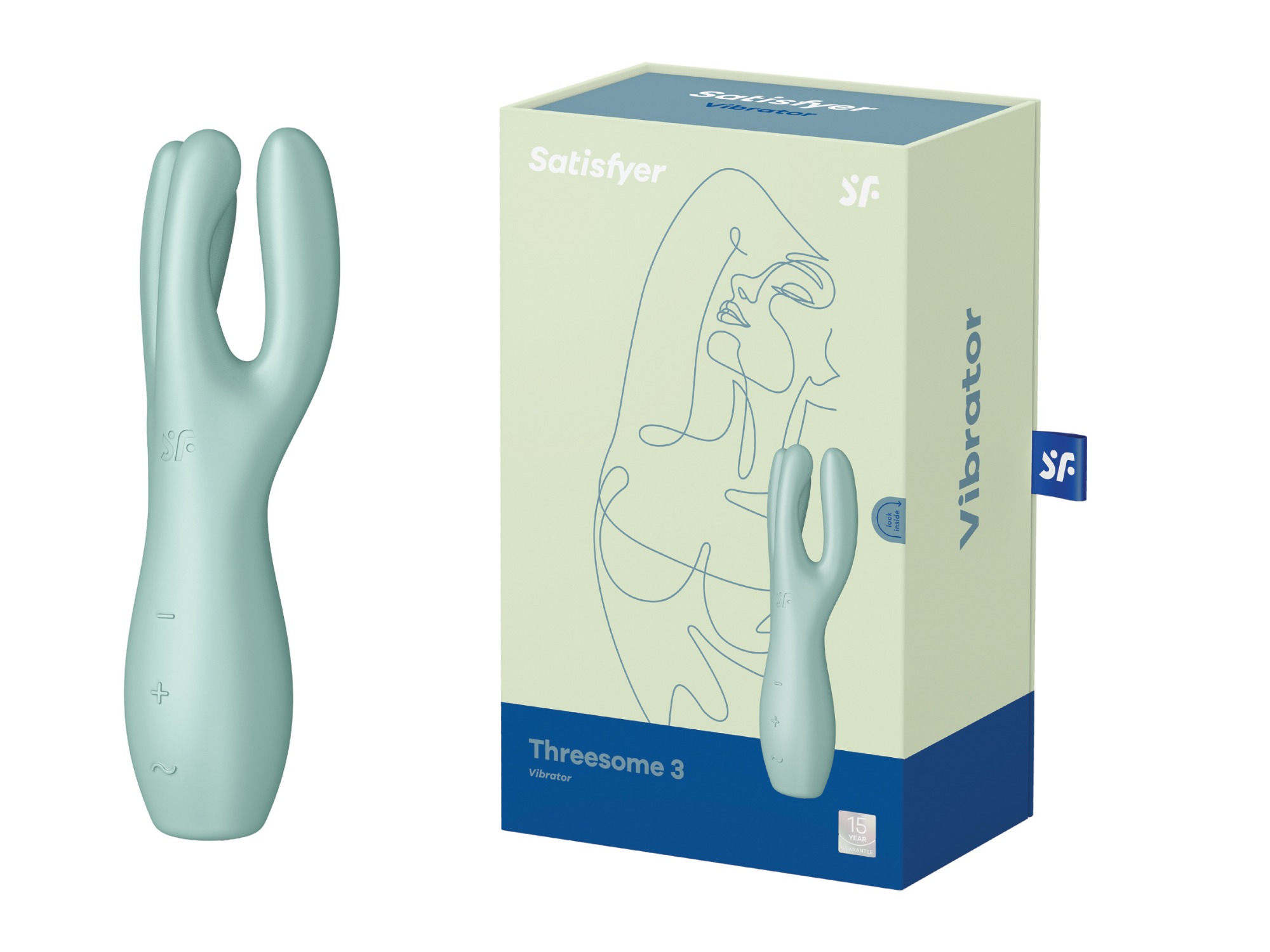 Vibrator Threesome 3 Satisfyer Silicon USB Verde 14 cm