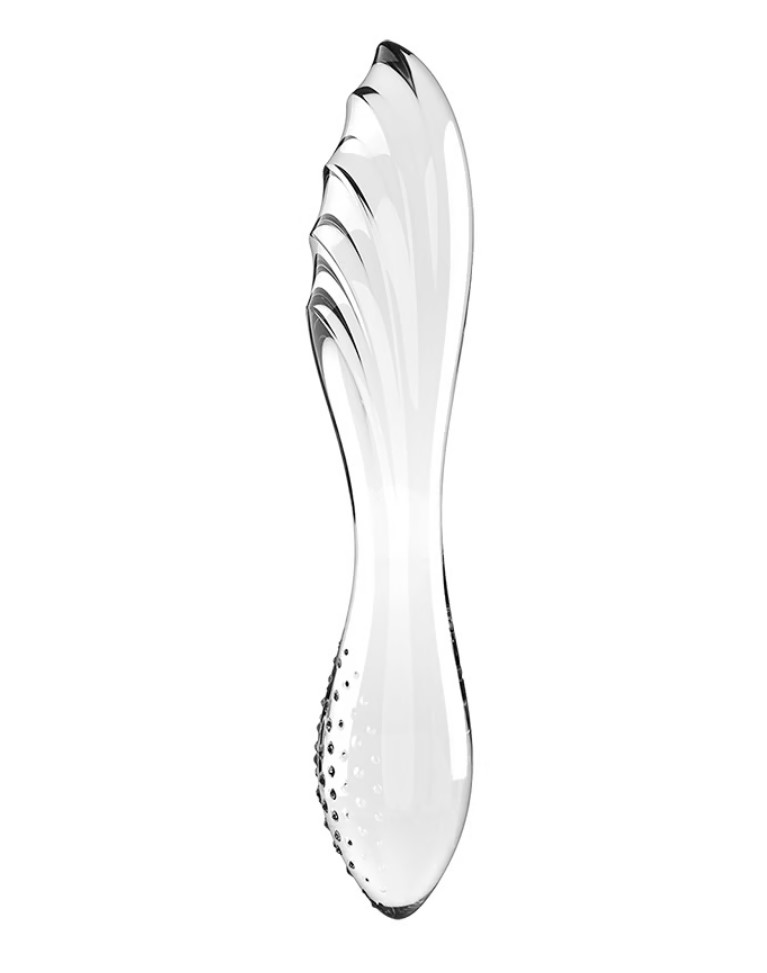 Dildo Dublu Dazzling Crystal 1, Sticla Borosilicata, Transparent, 17.8 cm