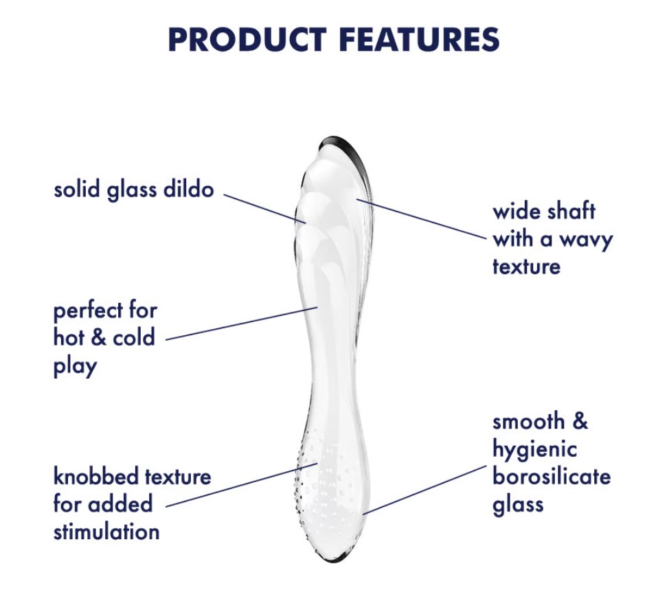 Dildo Dublu Dazzling Crystal 1, Sticla Borosilicata, Transparent, 17.8 cm