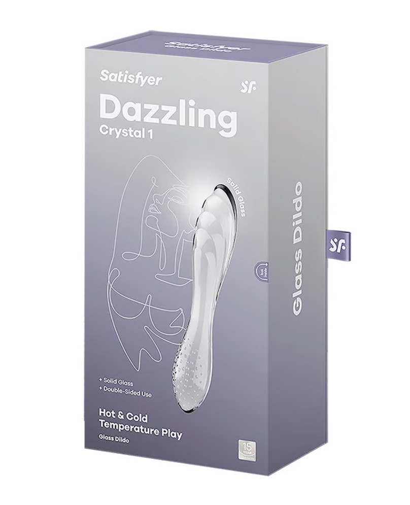 Dildo Dublu Dazzling Crystal 1, Sticla Borosilicata, Transparent, 17.8 cm