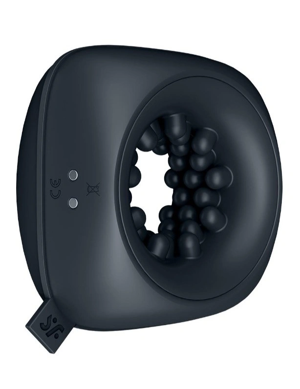 Masturbator Satisfyer Ring Stroker, 12 Moduri Vibratii, Silicon, IPX7, USB, Negru
