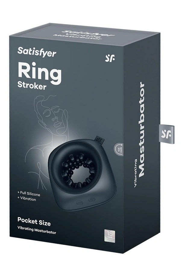 Masturbator Satisfyer Ring Stroker, 12 Moduri Vibratii, Silicon, IPX7, USB, Negru