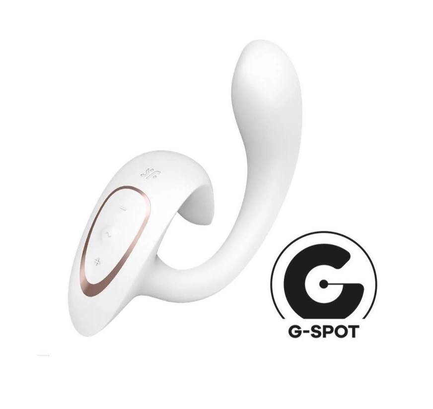 Vibrator Iepuras G for Goddess 1 Satisfyer, 12 Moduri Vibratii, Silicon, USB, Alb, 18.5 cm