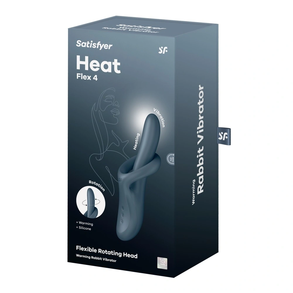 Vibrator cu Incalzire si Rotatii Heat Flex 4, Silicon, USB Magnetic, 23 cm