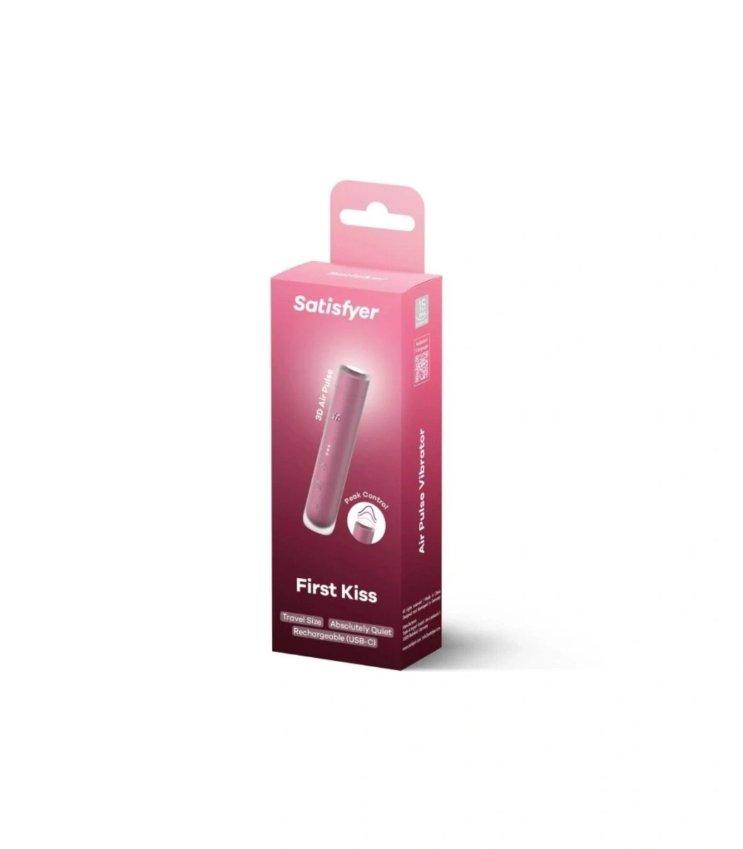 Vibrator First Kiss, 30 Programe Suctiune, USB, Burgundy, 14.5 cm