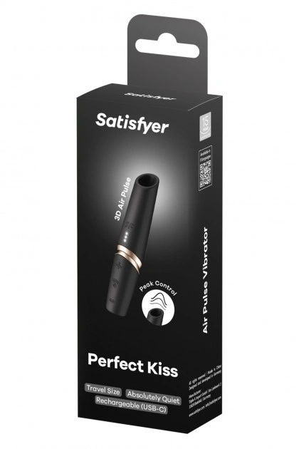 Vibrator Perfect Kiss, 30 Programe Suctiune, USB, Negru, 14.5 cm